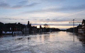 The River Ouse in York floods riverside business premises after heavy rain caused severe flooding in the city on December 27, 2015. Photo credit: www.ibtimes.co.uk