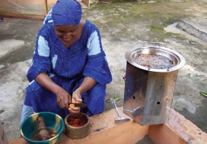 A woman cooking with the Save80 Fuel Efficient Woodstove