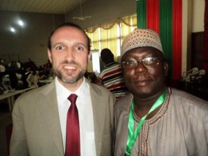 Josep Gari of the UNDP (left) with Salisu Dahiru during a REDD+ meeting in Calabar, Cross River State