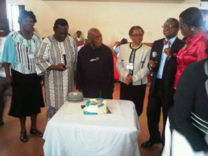 Prof Emeritus David Okali celebrating his birthday during the symposium