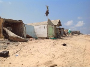 The only primary health care centre in the community has been destroyed and abandoned by health workers as the raging sea eats away land and destroys buildings