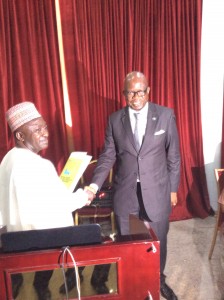 The public presentation of the National Disaster Recovery Strategy and Framework (NDSRF). Daouda Toure, Resident Coordinator, UN Systems in Nigeria and Resident Representative, United Nations Development Programme (UNDP), is on the right