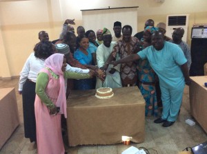 Cutting the cake...