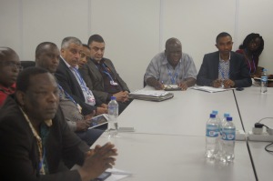 Delegates at the meeting. Dr Uyi Ojo of the Environmental Rights Action/Friends of the Earth Nigeria (ERA/FoEN) is at extreme left)