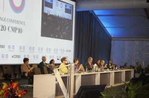 High table during the official opening of COP 20 featuring digntaries like usana Villaran (Mayor of Lima), Christiana Figueres (Executive Secretary of the UNFCCC), Manuel Pulgar-Vidal (COP 20 President & Peruvian Environment Minister) and Rajendra K; Pachauri (Chair of the Intergovernmental Panel on Climate Change)