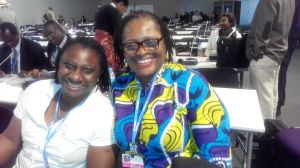 Priscillia Achakpa (Women Environmental Programme) (left) with Ada Ihechukwu-Madubuike (Federal Ministry of Finance)