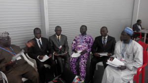 Prof. Olukayode Oladipo (left) stressing a point to (from left) Prof Daniel Gwary, Prof Mohammed Balarabe, Prof Ayuba Kuje, Prof Francis Adesina and Alhaji Aliyu Musa Yauri, during a meeting