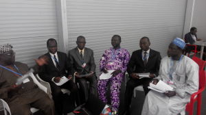 Prof. Olukayode Oladipo (left) stressing a point to (from left) Prof Daniel Gwary, Prof Mohammed Balarabe, Prof Ayuba Kuje, Prof Francis Adesina and Alhaji Aliyu Musa Yauri, during a meeting