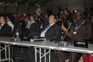 Libyan and Liberian delegates at the opening session