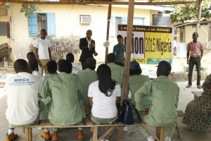 Rally to the Nigeria Youth Service Corps (NYSC) office in Ibadan, Oyo State and presentation of the MDGs Volunteer Corps members of the NYSC in the state. The NYSc adopted the action/2015 plans and promised to remain a partaker in the sustainable development drive