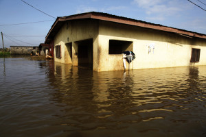A flooded neighbourhood in Lagos, Nigeria