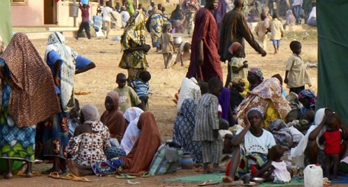 Women and children in a IDPs camp. The displacement was informed by the Boko Haram insurgency. Photo credit: channelstv.com