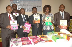 L-R: Principal Investigation Officer, Nigerian Academy of Science (NAS) Youth Development Project,  Prof. Akinyinka Omigbodun; President of NAS, Prof. Oyewale Tomori; Academy Secretary, Biological Science, Prof. Temitayo Sokunbi; Principal Consultant, Lonadek, Dr Ibilola Amao and Academy Secretary, Physical Sciences, Prof. Domingo Okorie, presenting Project Report on NAS-Youth Development Project, at a Roundtable with the Media, in Lagos …on Friday, August 28, 2015. Photo credit: Sunday Eshiet