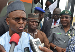 From Left: Kaduna State Governor, Mallam Nasir El-Rufai; Commissioner for Health, Kaduna State, Prof. Andrew Noc; and Comptroller-General of Customs, Dikko Inde Abudullahi, during the commissioning of Customs Hospital Karu, Abuja on Tuesday. Photo credit: Bayoor Ewuoso