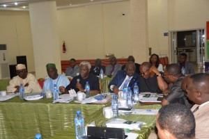 L-R: Bello Mahmud, Registrar General, Corporate Affairs Corporation; Sam Saba, Chairman, Code of Conduct Bureau; Ekpo Nta, Chairman, Independent Corrupt Practices and Other Related Offences Commission (ICPC); Ibrahim Lamorde, Chairman, Economic and Financial Crimes Commission, (EFCC); Emeka Eze, Director General, Bureau of Public Procurement; and, Joe Abah, Director General, Bureau of Public Service Reforms (BPSR) 