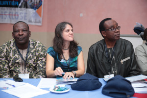 L-R: Priscila Achakpa , ED Women Environment Programme; Godwin Ojo , ED Environmental Rights Action; Shayda Naficy of Corporate Accountability International; and Nnimmo Bassey, ED Health of Mother Earth Foundation ...at the Lagos Water Forum