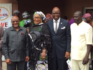 L-R: Sir John Odey (Chairman, RUWES Advisory Board), Mrs Bahijjahtu Abubakar (National Coordinator, Renewable Energy Programme), Mr Daouda Toure (Coordinator, United Nations Systems in Nigeria) and Mr Luka Mangset (Director, Enterprises, Development & Promotions in the Federal Ministry of Youth & Development) ...during the Capacity Enhancement Training Workshop, in Abuja