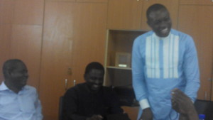 L-R: Musikilu Mojeed of Premium Times, Femi Adesina and Malachy Agbo