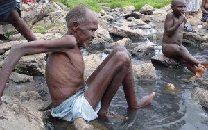 Villagers soak themselves in the famous Kitagata natural hot springs in Kitagata, Sheema district to have their various ailments healed. Kitagata hot springs are well known for their curative waters. Patients from as far as 100km flock these springs in a bid to have their diseases including rheumatism and arthritis healed