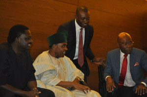 L-R: Special Adviser to the President (Media and Publicity), Mr Femi Adesina; former Chairman, Punch Nigeria Limited, Chief Ajibola Ogunshola; President, Guild of  Corporate Online Publishers (GOCOP), Mr Malachy Agbo; and Chairman, Zinox Group, Mr Leo Stan Ekeh, at the formal launching of GOCOP, held at  Eko Hotel and Suites, Victoria Island in Lagos 22/10/2015.