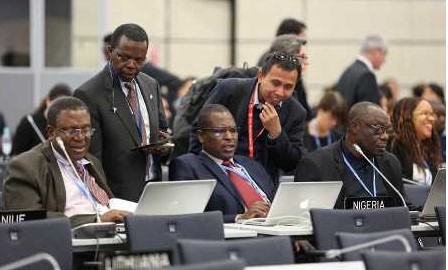 Nigerian delegation at the Bonn meeting: Prof. Jide Alo (left), Dr Peter Tarfa and Prof Olukayode Oladipo