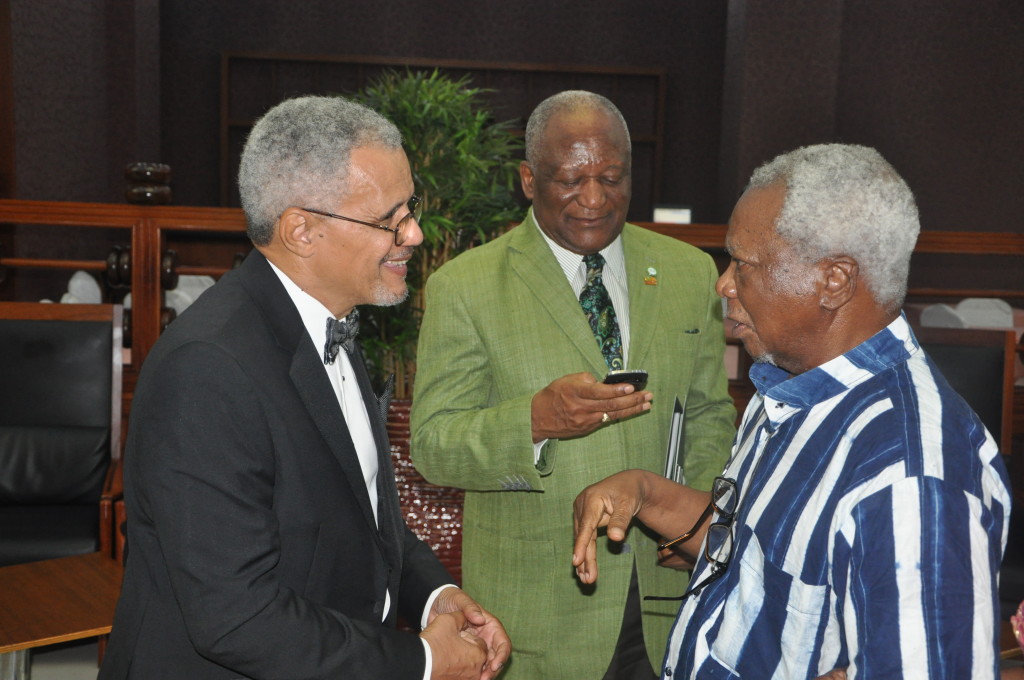 NCF Council Member, Mr. Desmond Majekodunm (left); environmentalist, Dr. Newton Jibunoh; and a guest during the NCF Green Ball 