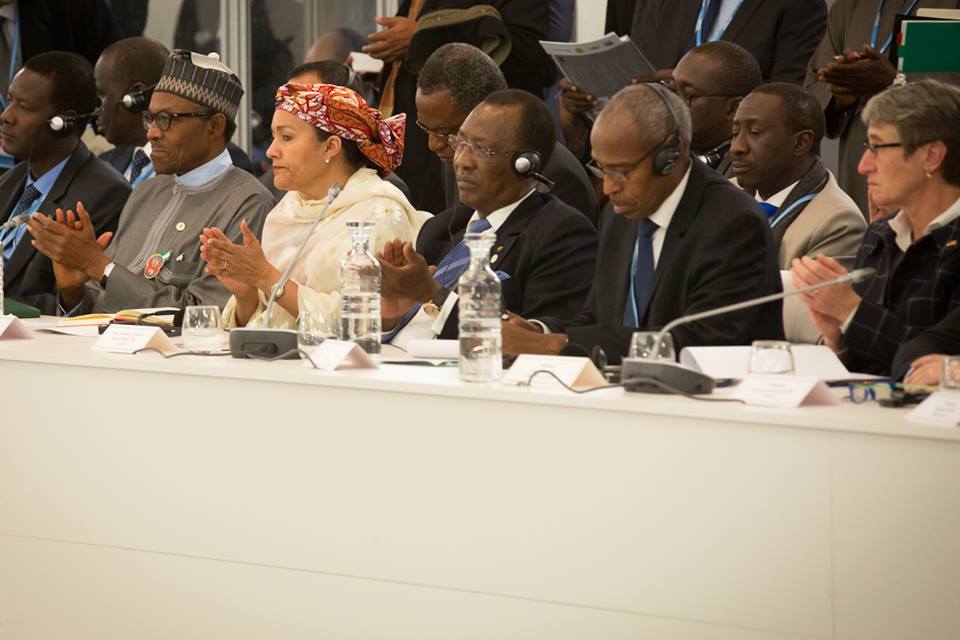President Buhari with Environment Minister, Amina Mohammed, and some delegates