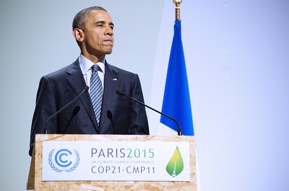 President Barack Obama addressing leaders at COP21 in Paris