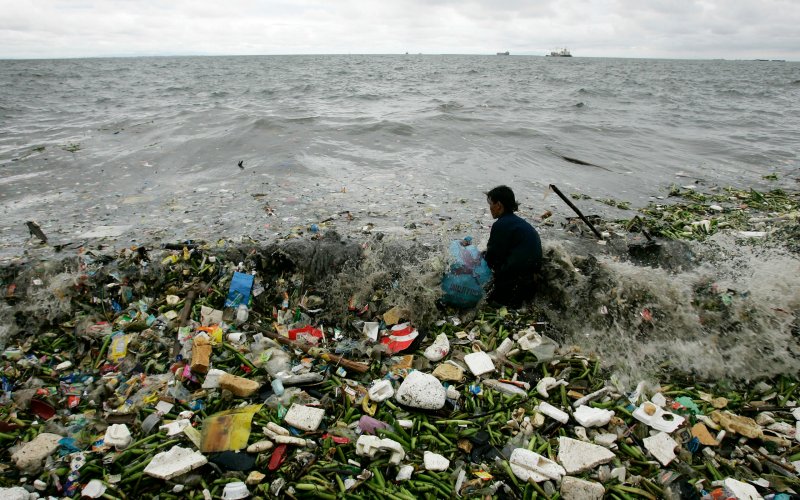 A water body littered with plastic and other waste product. Photo credit: Cheryl Ravelo/Reuters