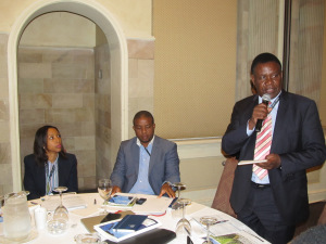 Tanzanian delegation. Christopher Sayi, the chairperson of National Water Board for Tanzania, standing