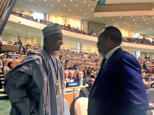 Amb. Usman Sarki (left) with President Mahamadou Issoufou of Niger