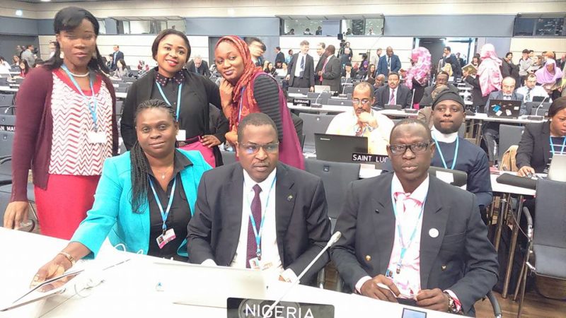 Some members of the Nigerian delegation to the UN climate talks in Bonn, Germany, led by Dr. Peter Tarfa (sitting, middle)