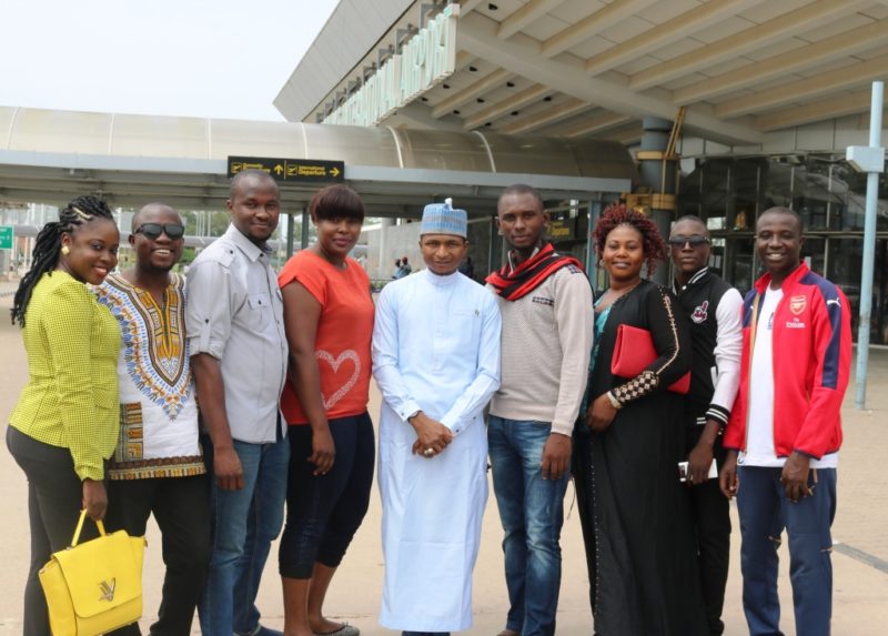 Hamzat Lawal, Chief Executive of CODE and head of the Nigerian delegation (middle, in white), with members of the entourage