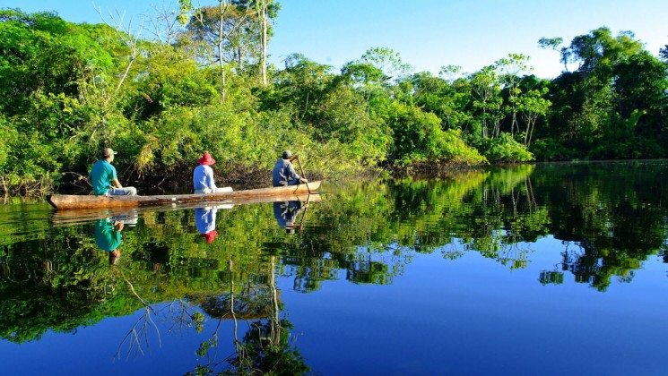 Canoeing in the Amazon river