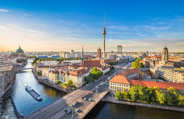 Aerial view of Berlin skyline 