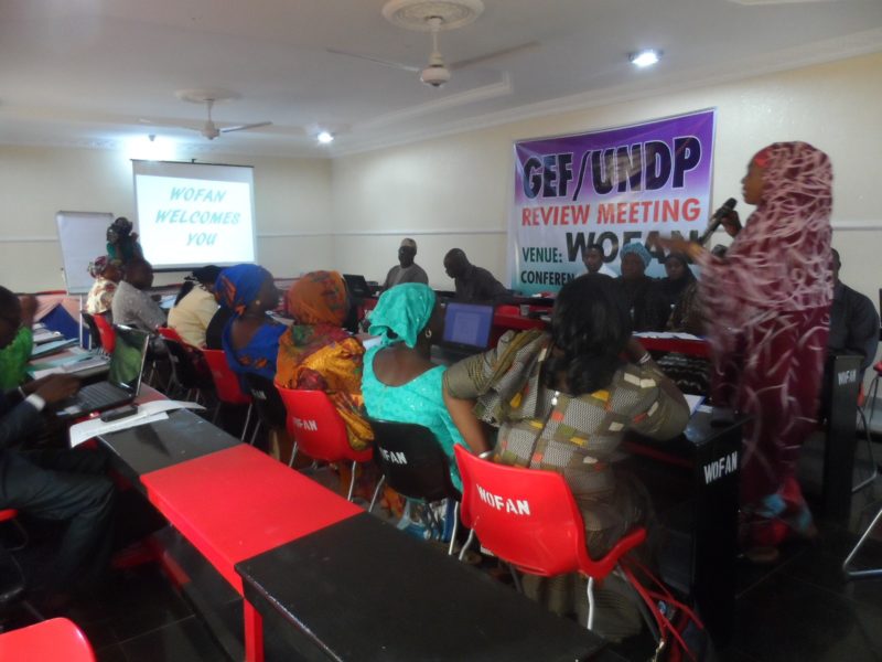 Hajia Salamatu Garba, executive director of the Women Farmers Advancement Network (WOFAN), making a presentation at the forum