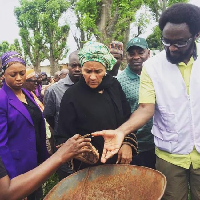 Environment Minister, Amina J. Mohammed, during a visit to the community
