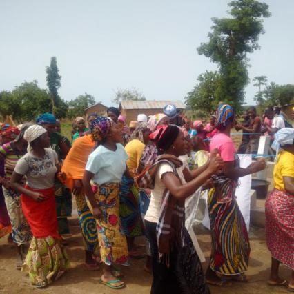 Women of Unguwa Kanti community dancing round the bore hole in appreciation