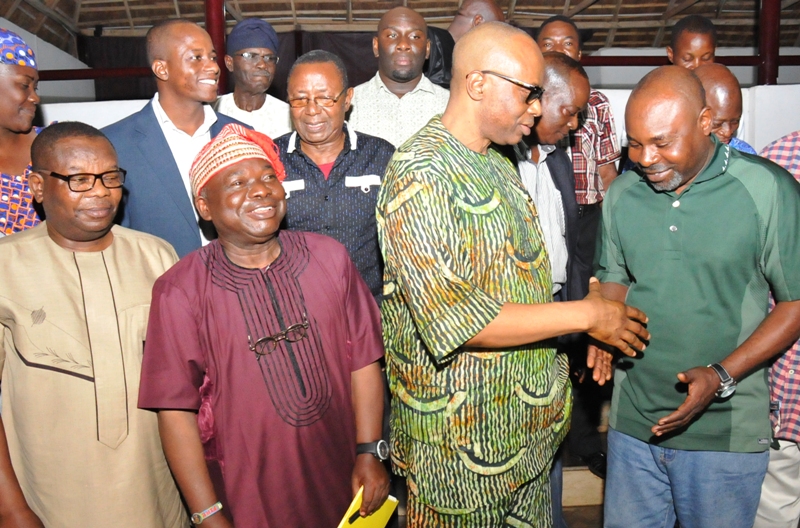 From right: Representative of the Minister of Environment, Mr Olayinka Tejuosho; Governor Olusegun Mimiko; Chairman of Technical Panel Review of Federal Ministry of Environment, Funsho Makanjuola; and Secretary to Ondo State Government, Dr Rotimi Adelola
