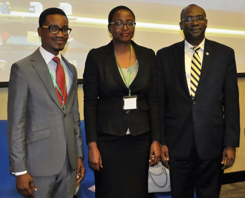 L-R: Mr. Yomi Banjo, Environment Expert, UNIDO Regional Office, Nigeria; Ms. Ozunimi Iti, Industrial Development Officer, Montreal Protocol Unit, Environment Branch, Vienna; and Dr. Chuma Ezedinma, Officer in Charge, UNIDO Regional Office, Nigeria, during the Stakeholders Workshop for the Preparation of the Stage II of the Hydrochloroflorocarbon Phase-Out Management Plan (HPMP) for the Refrigeration and Air-conditioning Manufacturing Sector in Lagos, Nigeria.