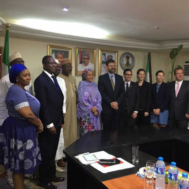 The envoy and his delegation with Nigerian officials in a group photograph