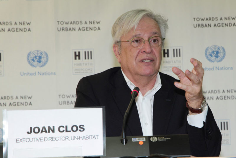 Joan Clos, the Executive Director of the UN Human Settlements Programme (UN-Habitat). The UN conference agreed new urban development agenda creating sustainable, equitable cities for all. Photo credit: UN-Habitat/Julius Mwelu