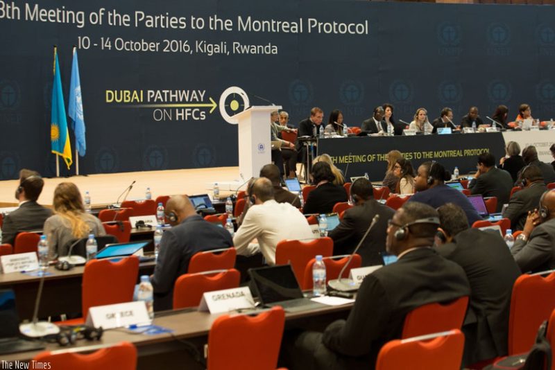 A session during the 8th Meeting of the Parties to the Montreal Protocol that held in Kigali, Rwanda