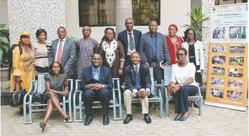 Members of the new NSC of the UNDP/GEF SGP, with Pa Lamin Beyai, Kushimo David and Ronke Olabamise after the swearing in ceremony