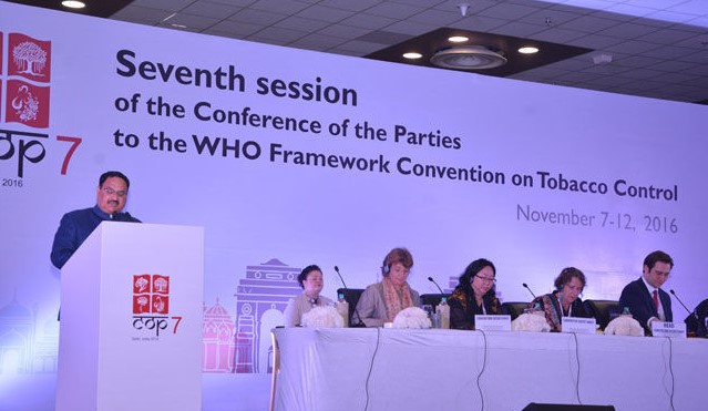 An event during the Seventh Session of the Conference of the Parties (COP7) to the World Health Organisation (WHO) Framework Convention on Tobacco Control (WHO- FCTC) held in India