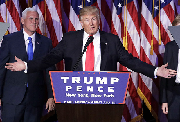 US president-elect, Donald Trump, delivering his victory speech