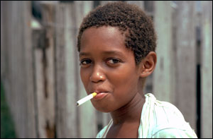 A boy smoking