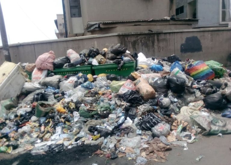 Heaps of refuse on a Lagos feeder road