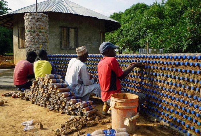 Plastic bottle house