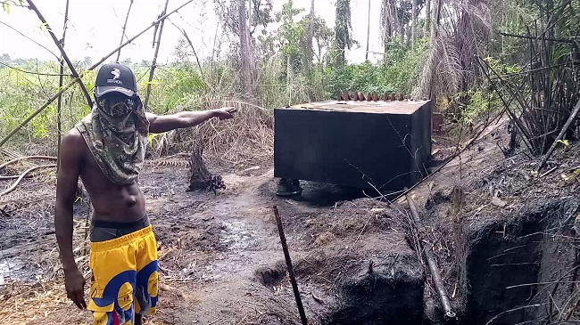 Illegal crude oil refining